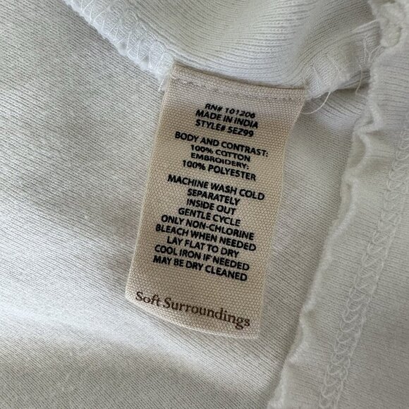 Soft Surroundings Hoodie Jacket 1X White Embroidered Zip Front Pockets - Picture 8 of 9